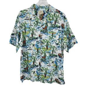 Ocean & Coast shirt men's L Hawaiian tropical floral beach bird print button